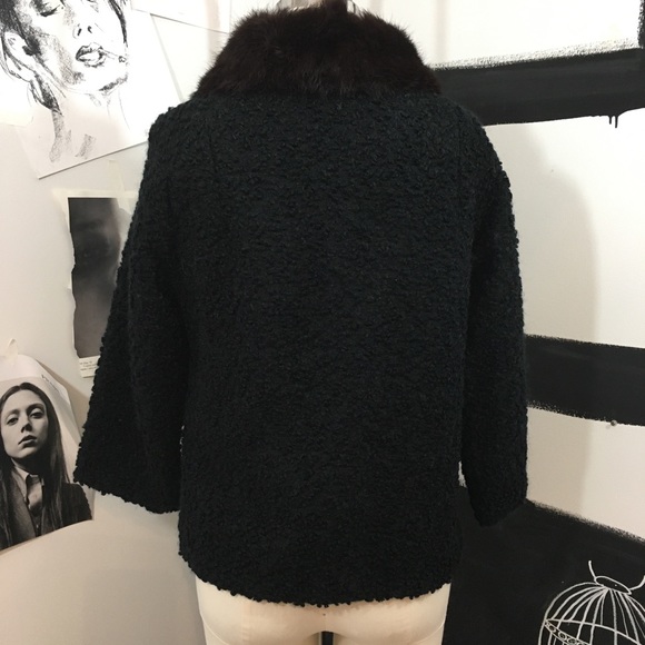 Vintage 3/4 sleeve Double Breasted Lambswool and Mink Collared Fur Coat - Picture 3 of 8